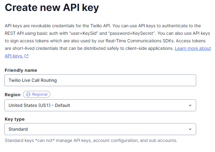 Twilio Create API